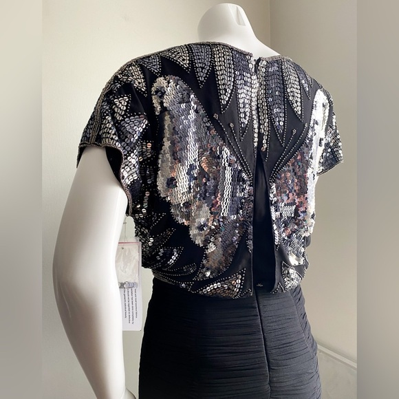 AIDAN MATTOX Sequin Beaded Butterfly Disco Formal Dress Cocktail Glam Wedding 2 - Picture 5 of 14